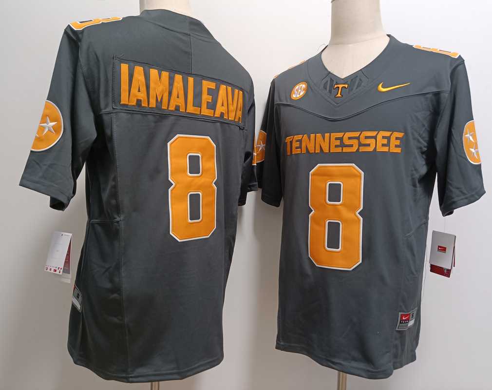 Men%27s Tennessee Volunteers #8 Nico Iamaleava Grey FUSE College Stitched Jersey->tennessee volunteers->NCAA Jersey